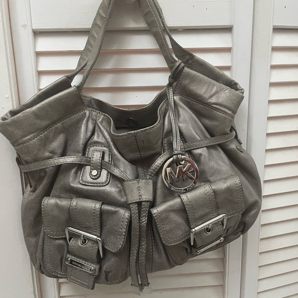 Michael Kors Gray Shoulder Bag with Slouchy Design
